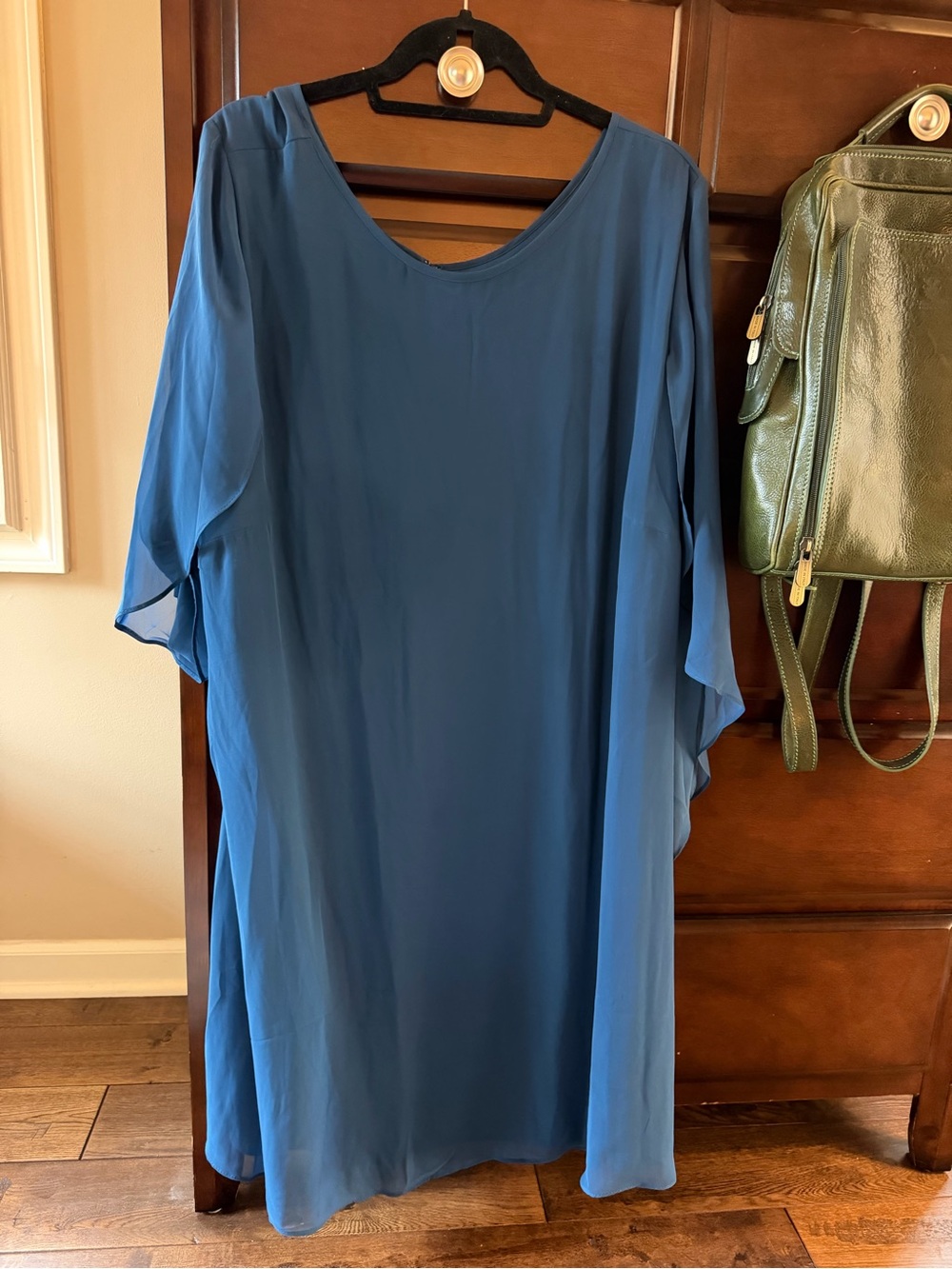 MSK Blue Long Sleeve Chiffon Shift Dress